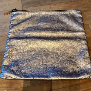 Clare V. Rose gold leather clutch